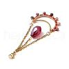Teardrop Glass Seed & Natural Rhodonite Beads Pendant Decorations HJEW-MZ00024-01-4