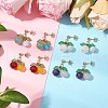 Cherry Natural Mixed Stone Dangle Stud Earrings EJEW-TA00627-1