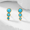 S925 Sterling Silver Synthetic Turquoise Flat Round Stud Earrings BK0103-1-1