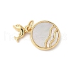 Brass Pave Natural White Shell Pendants KK-S522-12G-1