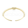 Cubic Zirconia Horse Eye Open Cuff Bangle BJEW-G651-08G-03-2