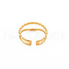 Ion Plating(IP) 304 Stainless Steel Double Line Open Cuff Ring for Women RJEW-S405-211G-2