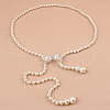 White Plastic Imitation Pearl Round Beaded Tassel Chain Belts for Dress FS-WGDCF9E-05-1
