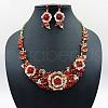 Flower Alloy Rhinestone Pendant Necklaces & Stud Dangle Earrings Sets FS-WGF8947-01-1