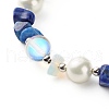Natural Lapis Lazuli(Dyed) Chip Beaded Bracelet for Girl Women BJEW-TA00019-04-4