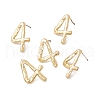 Brass Number Stud Earrings with 925 Sterling Silver Pins for Women EJEW-A077-01D-2