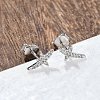 925 Sterling Silver Clear Cubic Zirconia Stud Earrings EJEW-Q032-01D-P-3