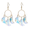 Moon/Cross /Star/Teardrop/Heart Glass Dangle Earrings EJEW-JE06116-3