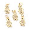Brass Clear Cubic Zirconia Charms ZIRC-B010-06G-1