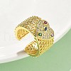 Brass Micro Pave Cubic Zirconia Adjustable Cuff Rings RJEW-V009-06G-1
