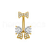 304 Stainless Steel Pave Clear Cubic Zirconia Curved Barbell Belly Rings FS-WG7A03F-04-1