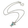 Letter A~Z Antique Silver Plated Alloy with Synthetic Turquoise Pendant Necklaces NJEW-G080-01Y-3