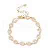Clear Cubic Zirconia Open Ring Link Chains Bracelet BJEW-I301-13G-1