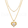 Elegant Brass Pave Clear Cubic Zirconia Hollow Heart Pendant Double Layer Necklaces for Women Daily Wear BA4915-2