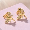 Brass Micro Pave Clear Cubic Zirconia Stud Earrings EJEW-D305-20G-01-5