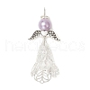 6Pcs 6 Colors Pearlized Glass Pearl Round Bead Pendants PALLOY-JF03775-3