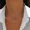 Cool Hip-hop Style 925 Sterling Silver Crystal Rhinestone Cross Pendant Necklaces for Daily Wear AF7558-2-2