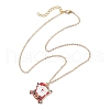 3Pcs 3 Styles Christmas Bell Socking Santa Claus Alloy Enamel Pendant Necklaces for Women NJEW-JN05130-01-5