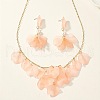 Petal Resin Charm & Alloy Pendant Necklaces & Stud Dangle Earring Sets FS-WG0777B-03-1