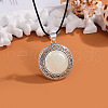 Alloy Pave Natural Shell Flat Round Pendant Waxed Cord Necklaces for Women FS-WG4C67D-04-1