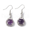 Natural Amethyst Teardrop Dangle Earrings with Crystal Rhinestone EJEW-A092-02P-13-2