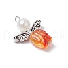 Transparent Glass Beads with Alloy Beads and ABS Plastic Imitation Pearl Round Beads and 304 Stainless Steel Flat Head Pins Pendants PALLOY-JF03621-4