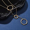 304 Stainless Steel Triple Ring Lariat Necklaces NJEW-R026-16G-1