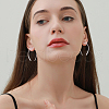 Beebeecraft 1 Pair Rhodium Plated 925 Sterling Silver Simple Oval Dangle Earrings for Women EJEW-BBC0001-36-5