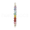 Natural Agate & Carnelian & Green Aventurinee & Aquamarine & Amethyst Faceted Round Beaded Chakra Connector Charms PALLOY-JF03455-4