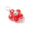 9Pcs Copper Wire Wrapped Glass & Brass Beads Connector Pendants PALLOY-JF03646-4