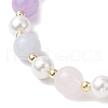 Heart Natural Aquamarine & Rose Quartz & Amethyst Beads Stretch Bracelets for Women BJEW-JB11759-4