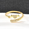 Heart 925 Sterling Silver Cubic Zirconia Cuff Rings for Women RJEW-S631-03G-1