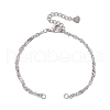 2Pcs 2 Colors 304 Stainless Steel Singapore Chain Bracelet Makings AJEW-JB01322-2