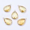 Golden Tone Brass Glass Teardrop Pendants GLAA-M006-A-18G-1