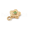 Flower 304 Stainless Steel Rhinestone Charms STAS-L283-29G-3
