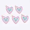 Light Gold Plated Alloy Enamel Pendants X-ENAM-R136-50-1