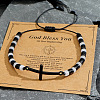 Handmade Beaded Cross Natural Gemstone Men's Bracelets NG9757-2