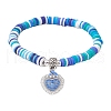 Natural Gemstone & MIYUKI Seed Beads Heart Charm Bracelets BJEW-MZ00084-02-1