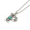 Letter A~Z Antique Silver Plated Alloy with Synthetic Turquoise Pendant Necklaces NJEW-G080-01P-2