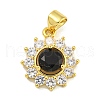 Flower Rack Plating Brass Micro Pave Cubic Zirconia Pendants KK-G513-92G-03-1