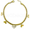 Heart Tassel 304 Stainless Steel Pave Natural White Shell Double Layer Anklets for Women FS-WGA1EFA-01-5