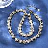 Brass Clear Cubic Zirconia Heart Link Chain Necklaces for Women NJEW-H057-02G-1