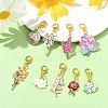 9Pcs 9 Styles Flower Alloy Enamel Pendant Decorations HJEW-JM02644-1