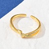 925 Sterling Silver Micro Pave Clear Cubic Zirconia Adjustable Cuff Rings for Women RJEW-G351-04G-2