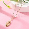 304 Stainless Steel & Natural Pearl & Synthetic Turquoise Oval Pendant Necklaces for Women NJEW-A045-23G-2