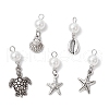 Ocean Themes Alloy & ABS Plastic Imitation Pearl Pendants PALLOY-JF03879-1