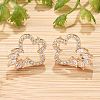 Flower Brass Micro Pave Clear Cubic Zirconia Stud Earrings for Women EJEW-G428-18G-02-3