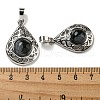 Natural Black Silk Stone Pendants G-Q158-05P-11-3