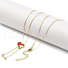 PVD Vacuum Plating 304 Stainless Steel Enamel Heart Pendant Necklaces NJEW-C063-04G-5