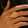 Brass Micro Pave Cubic Zirconia Adjustable Finger Rings for Women TD9385-1-3